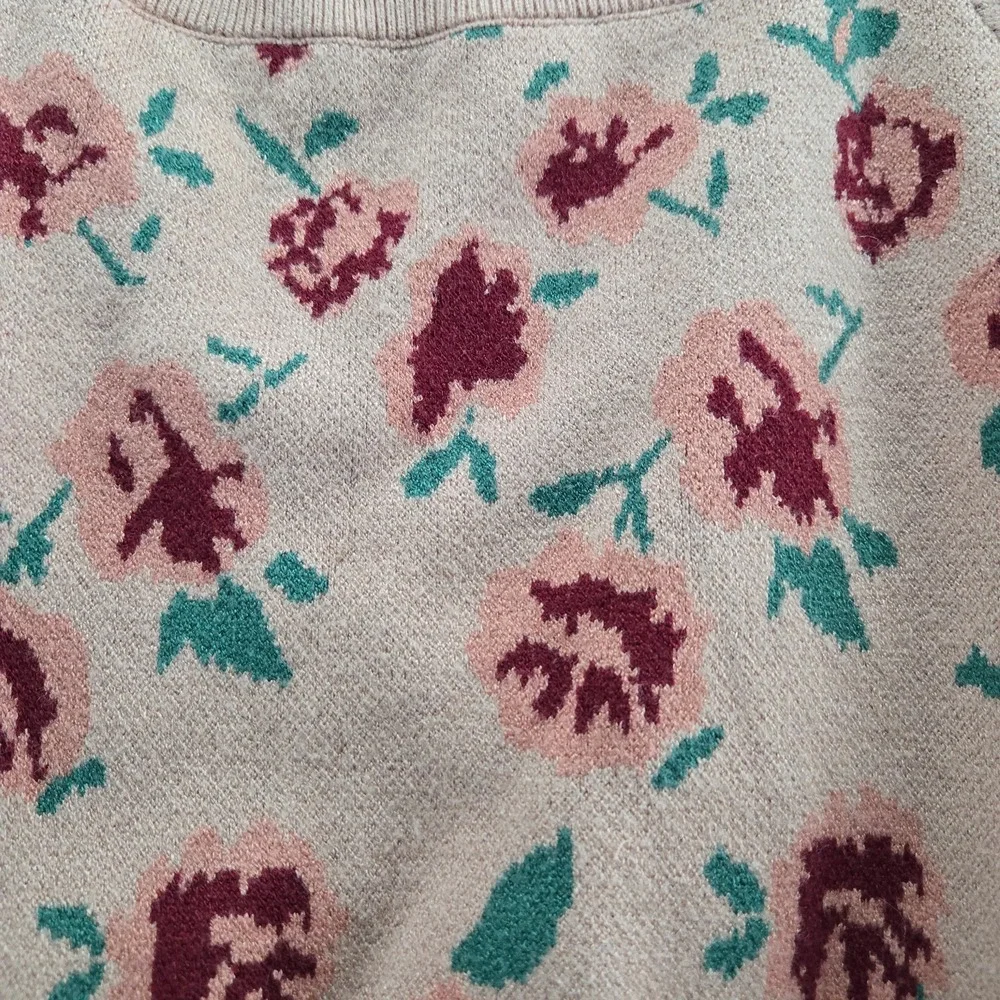 Willow & Wind Pink‎ Floral Rose Knit Crop Sweater Top Women's M - Picture 3 of 5